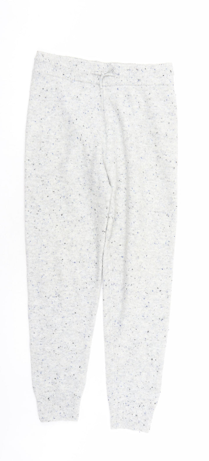 Marks and Spencer Womens Grey Acrylic Trousers Size S L27 in Regular - Elastic Waist