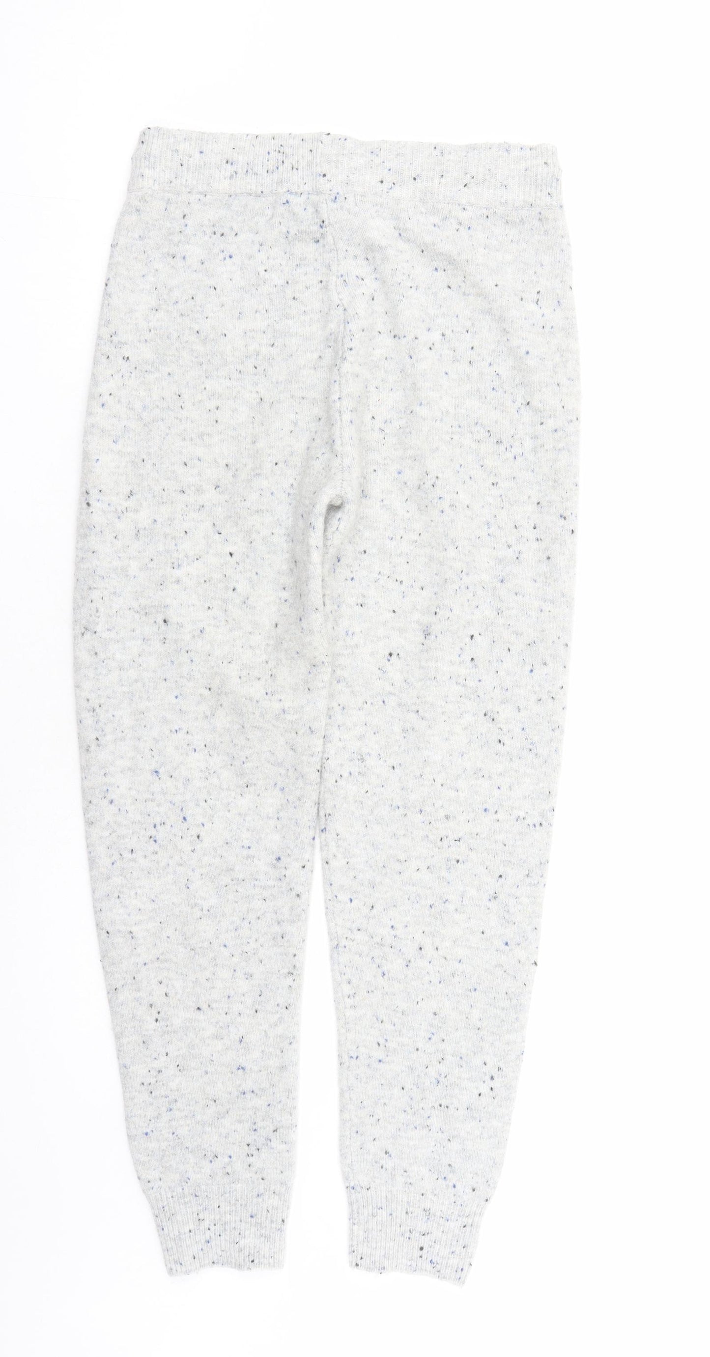 Marks and Spencer Womens Grey Acrylic Trousers Size S L27 in Regular - Elastic Waist