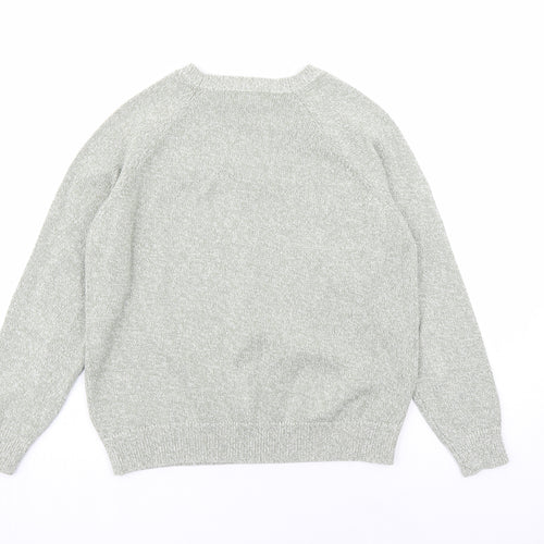 Marks and Spencer Womens Green Round Neck Cotton Pullover Jumper Size M