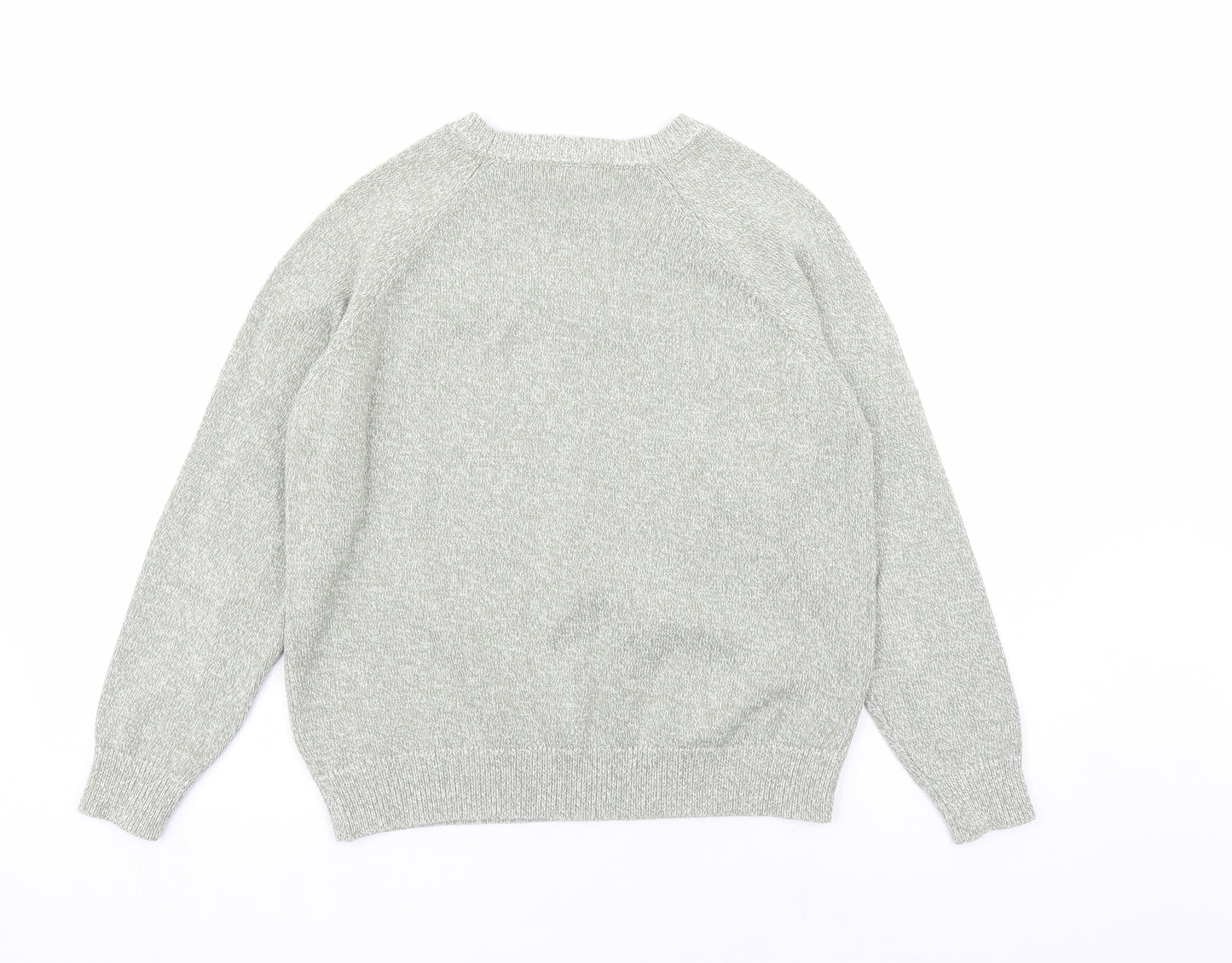 Marks and Spencer Womens Green Round Neck Cotton Pullover Jumper Size M