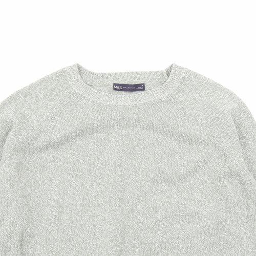 Marks and Spencer Womens Green Round Neck Cotton Pullover Jumper Size M