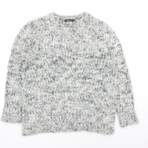 Bonmarché Womens Grey Round Neck Polyester Pullover Jumper Size M