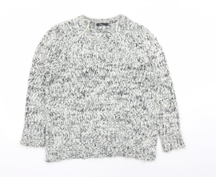 Bonmarché Womens Grey Round Neck Polyester Pullover Jumper Size M