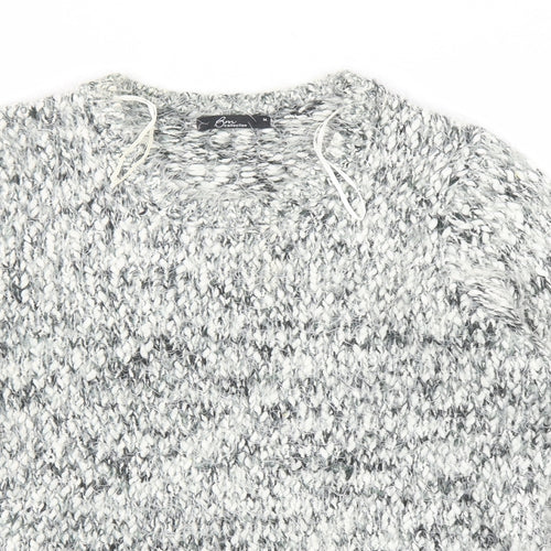 Bonmarché Womens Grey Round Neck Polyester Pullover Jumper Size M