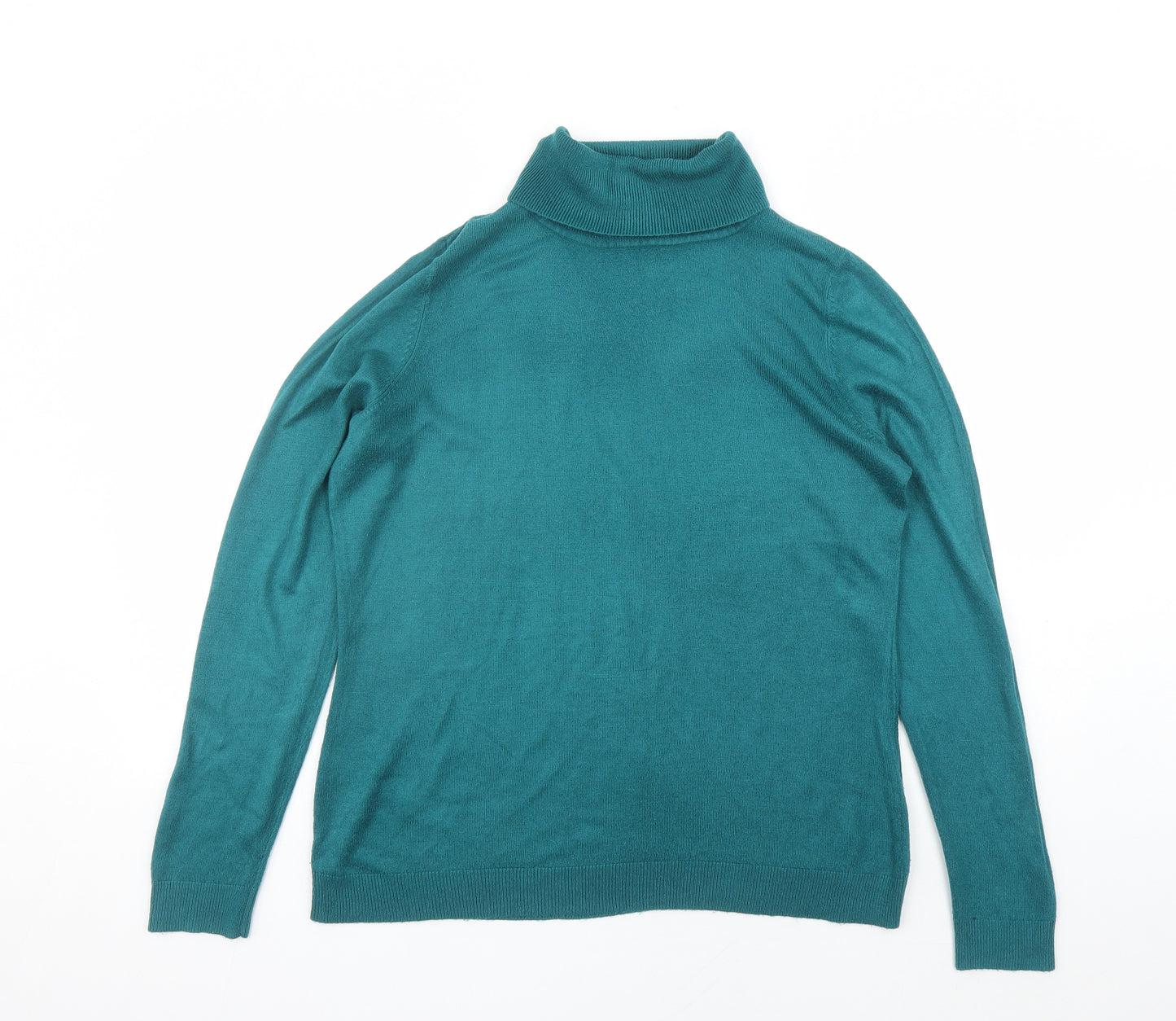 Bonmarché Womens Green Roll Neck Acrylic Pullover Jumper Size 14