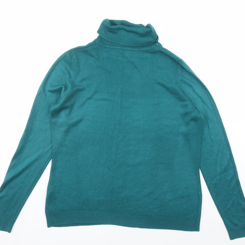 Bonmarché Womens Green Roll Neck Acrylic Pullover Jumper Size 14