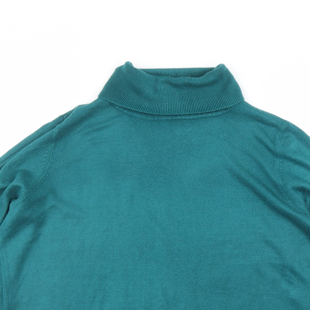 Bonmarché Womens Green Roll Neck Acrylic Pullover Jumper Size 14