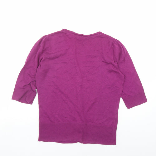 Monsoon Womens Purple V-Neck Cotton Cardigan Jumper Size 14
