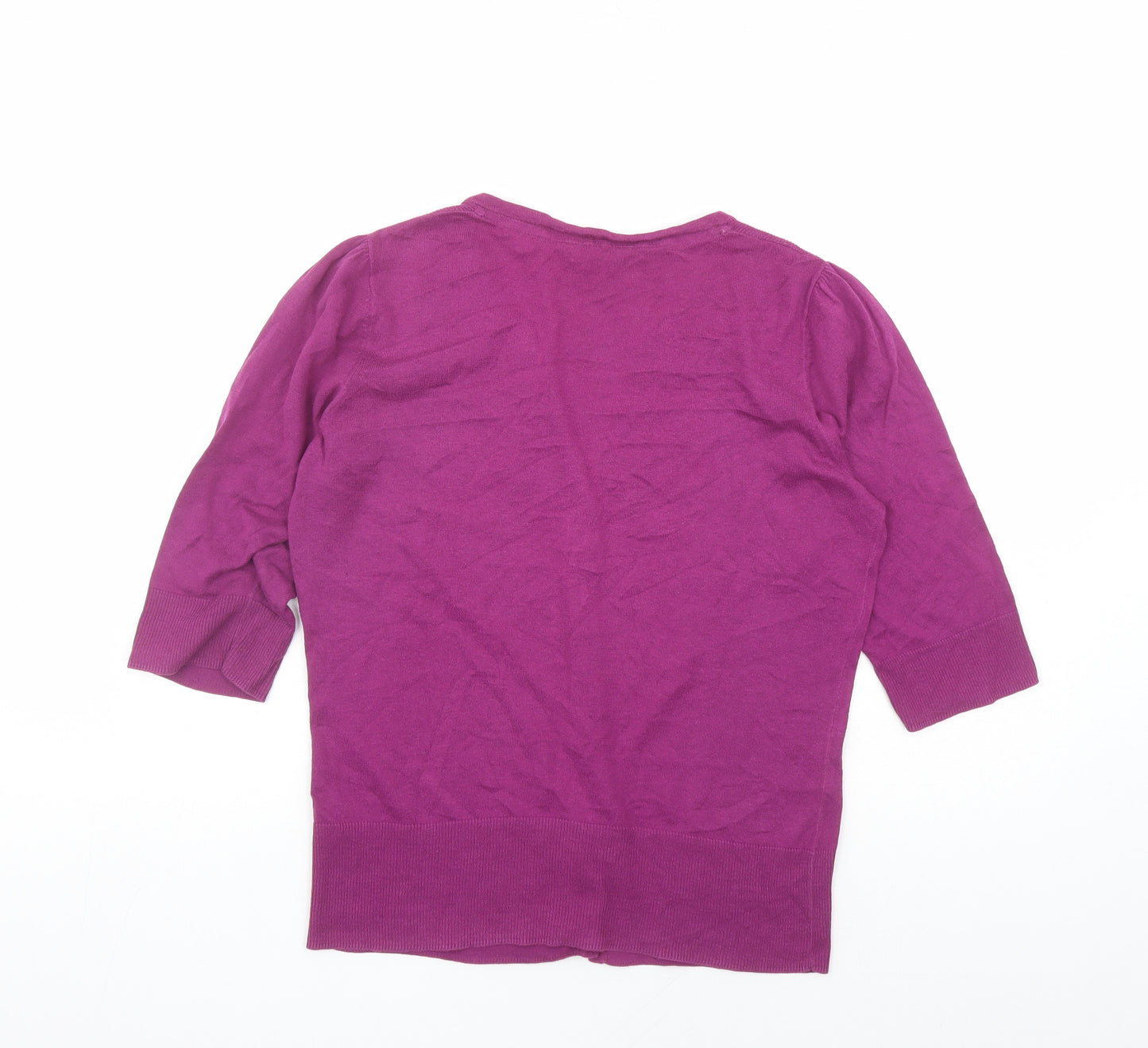 Monsoon Womens Purple V-Neck Cotton Cardigan Jumper Size 14