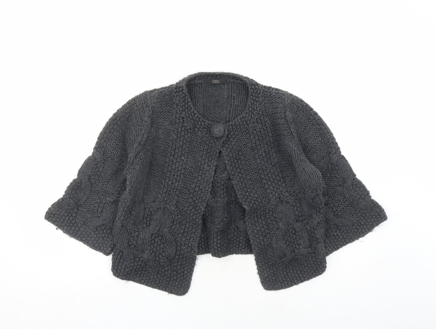 Marks and Spencer Womens Grey Round Neck Acrylic Shrug Jumper Size 12