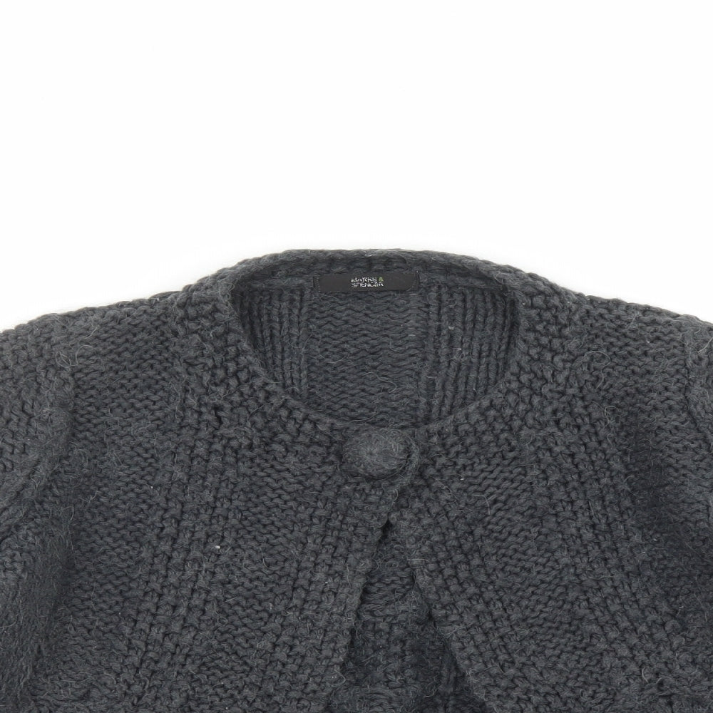 Marks and Spencer Womens Grey Round Neck Acrylic Shrug Jumper Size 12