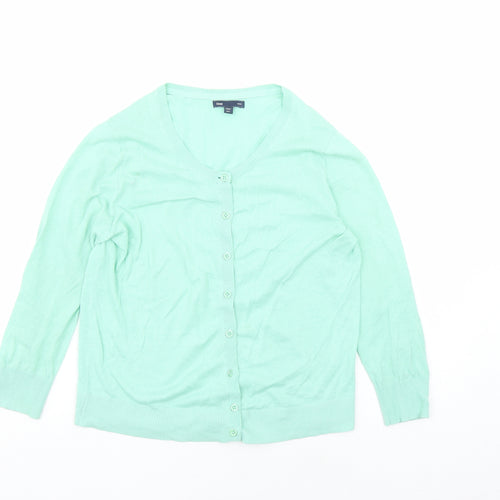 Gap Womens Green Round Neck Cotton Cardigan Jumper Size S