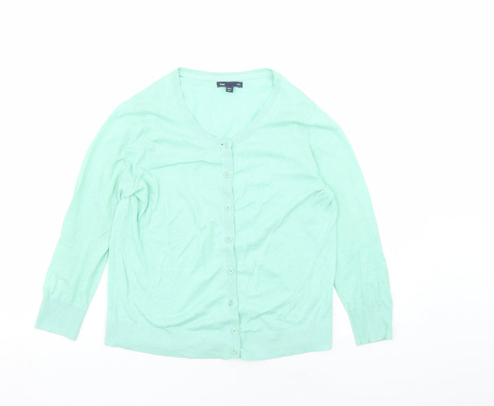 Gap Womens Green Round Neck Cotton Cardigan Jumper Size S