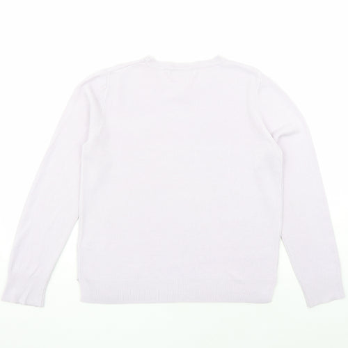 Marks and Spencer Womens Purple Round Neck Acrylic Pullover Jumper Size 14