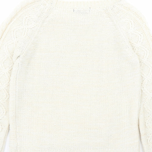 Jennyfer Womens Ivory Round Neck Acrylic Pullover Jumper Size XS