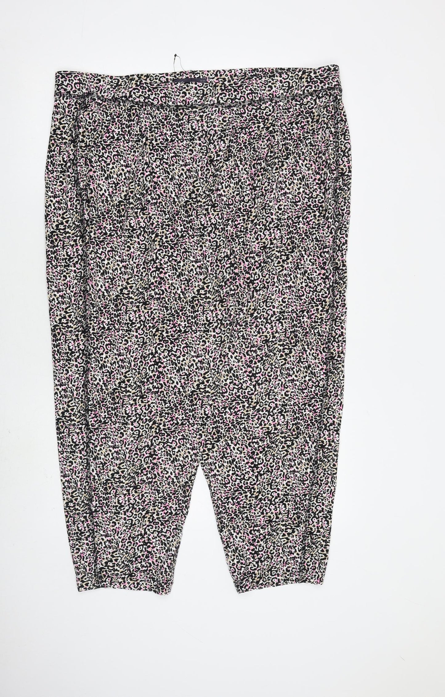 Marks and Spencer Womens Multicoloured Animal Print Viscose Trousers Size 22 L27 in Regular