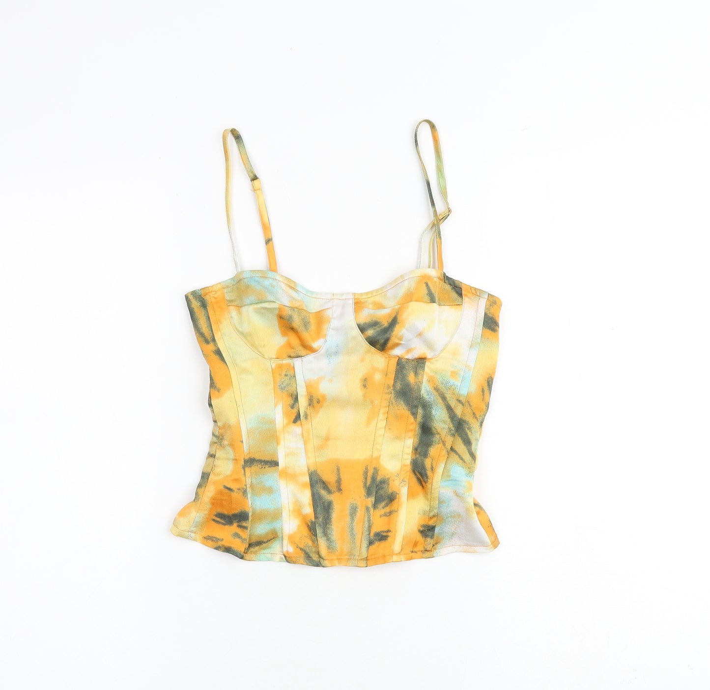 PRETTYLITTLETHING Womens Multicoloured Geometric Polyester Camisole Tank Size 6 Scoop Neck