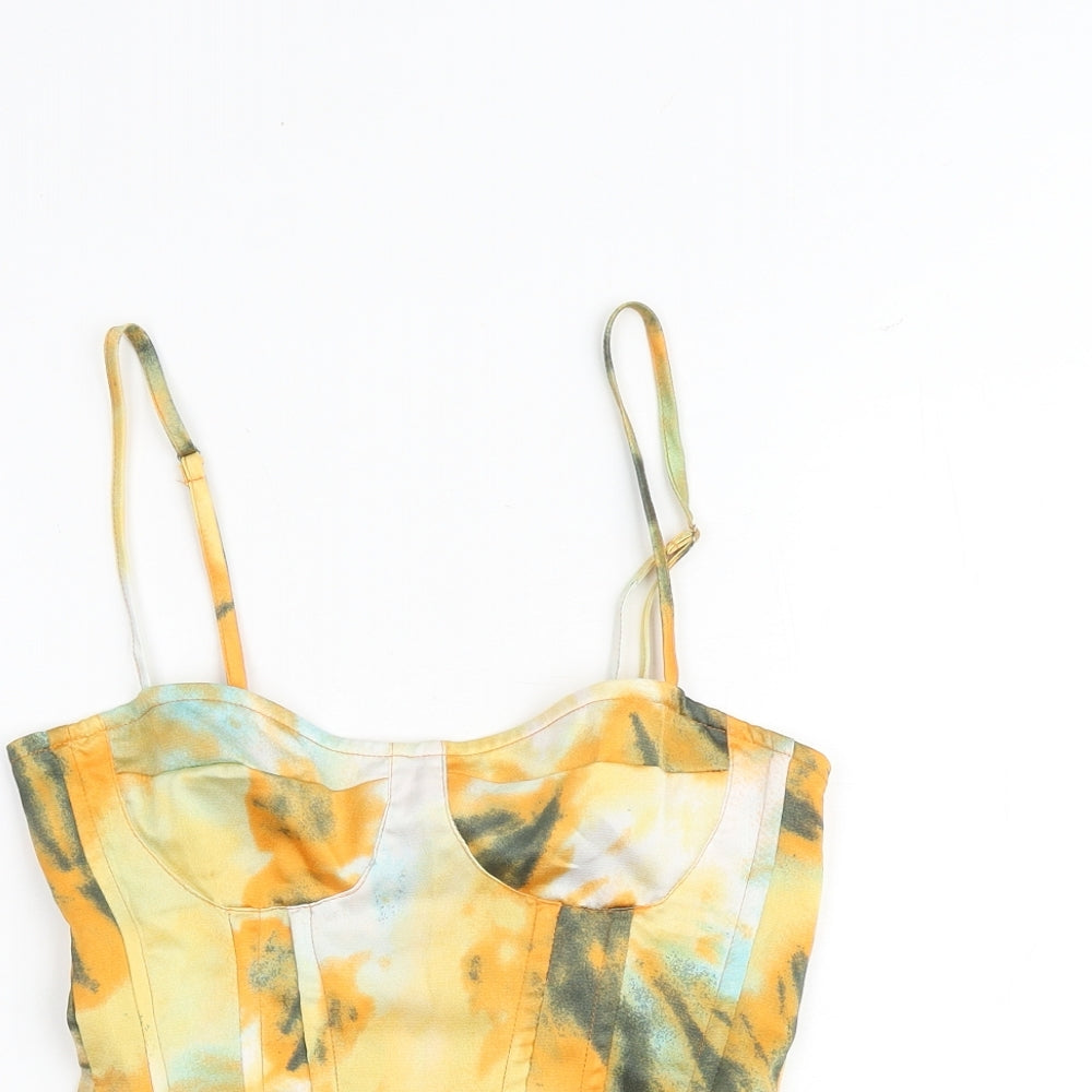 PRETTYLITTLETHING Womens Multicoloured Geometric Polyester Camisole Tank Size 6 Scoop Neck