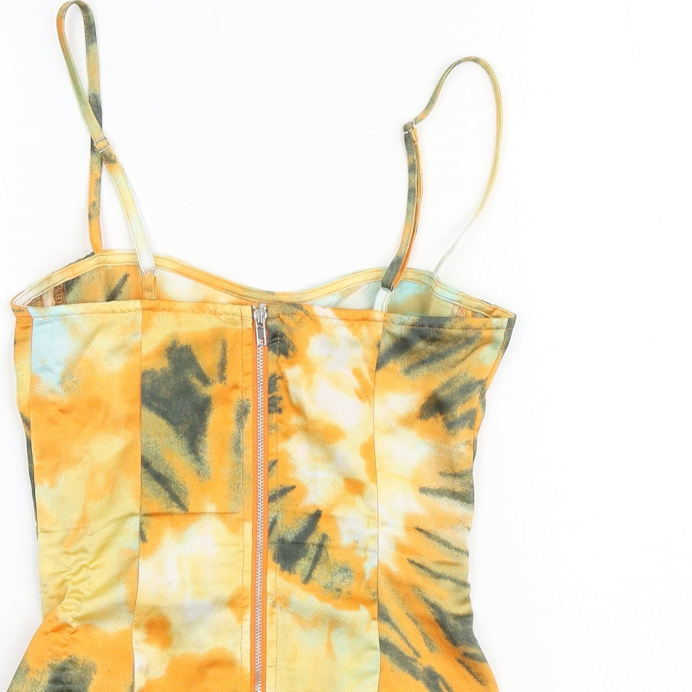 PRETTYLITTLETHING Womens Multicoloured Geometric Polyester Camisole Tank Size 6 Scoop Neck
