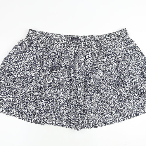 Marks and Spencer Womens Blue Floral Cotton A-Line Skirt Size 22