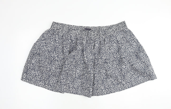Marks and Spencer Womens Blue Floral Cotton A-Line Skirt Size 22
