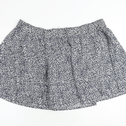 Marks and Spencer Womens Blue Floral Cotton A-Line Skirt Size 22