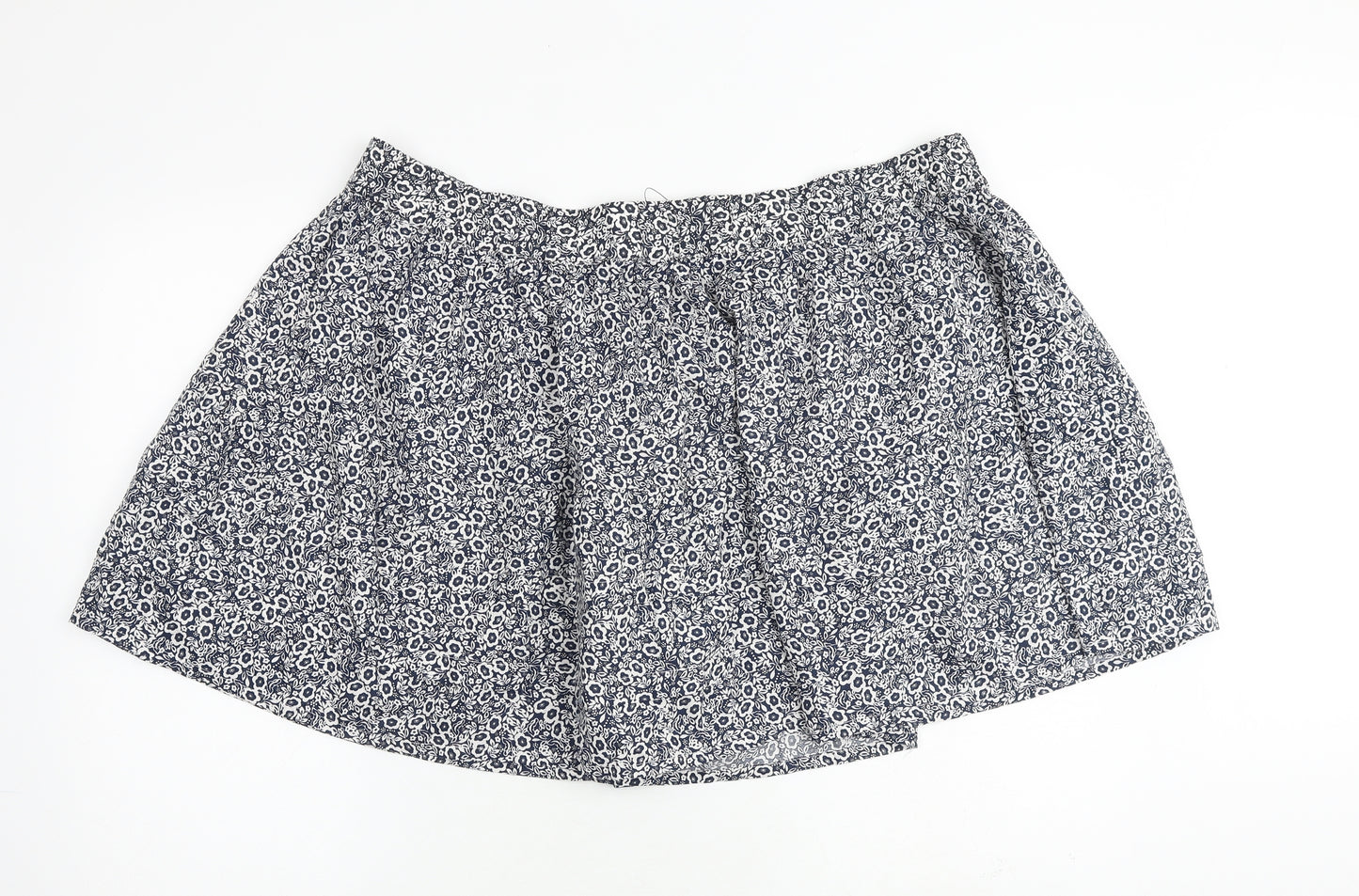Marks and Spencer Womens Blue Floral Cotton A-Line Skirt Size 22