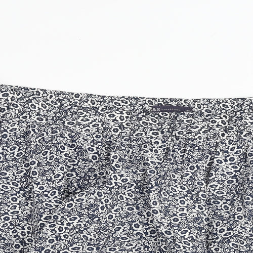 Marks and Spencer Womens Blue Floral Cotton A-Line Skirt Size 22