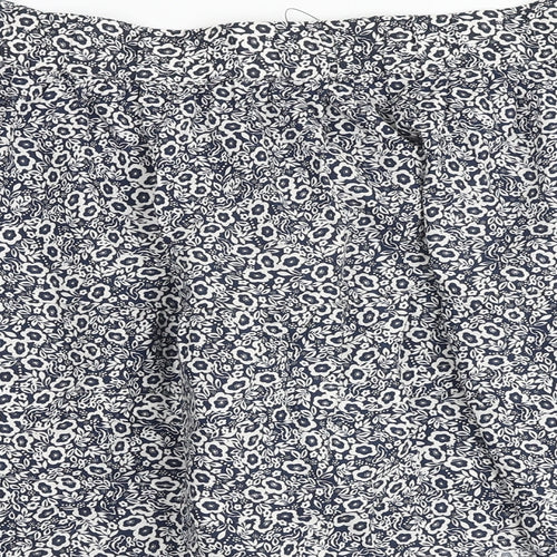 Marks and Spencer Womens Blue Floral Cotton A-Line Skirt Size 22