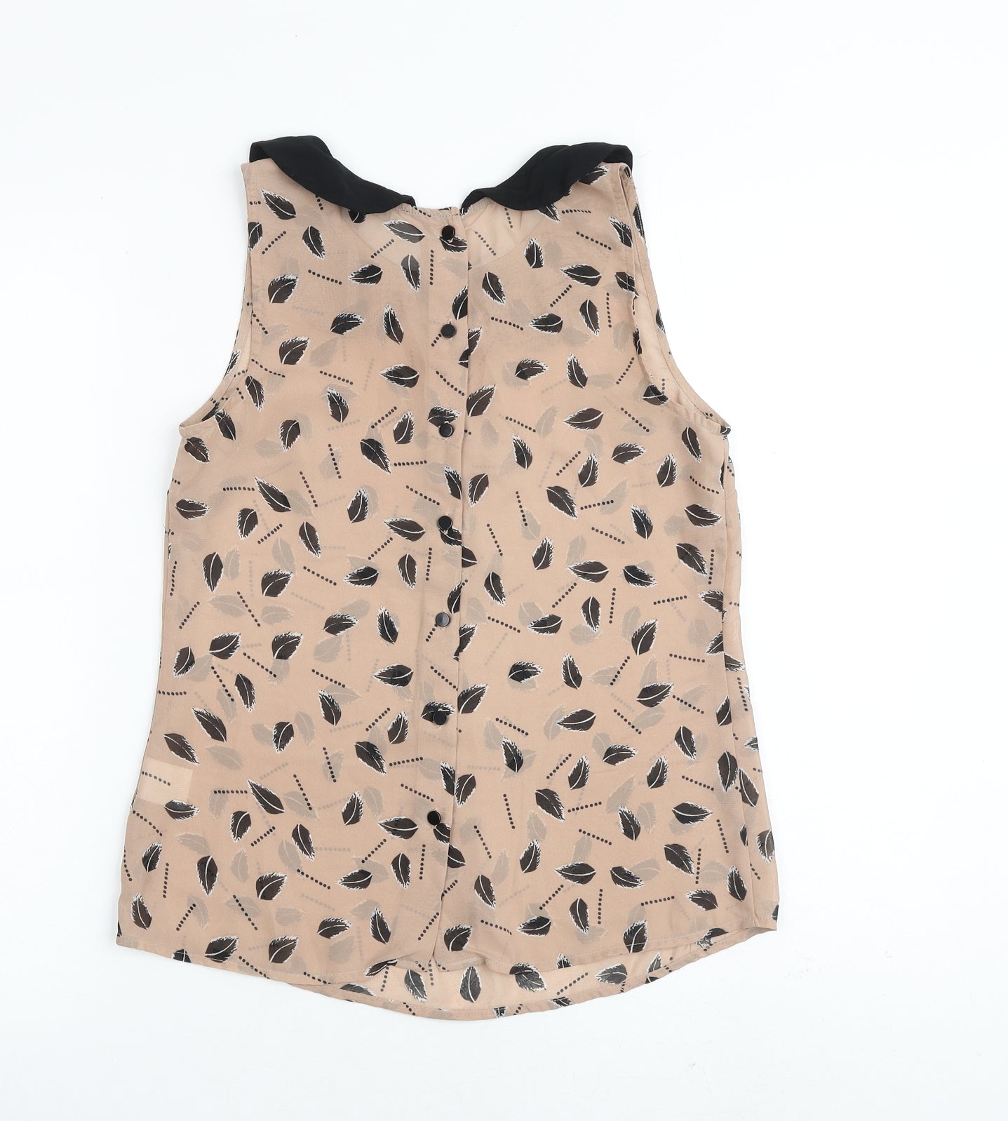 Amphora Womens Brown Geometric Polyester Basic Tank Size XS Collared