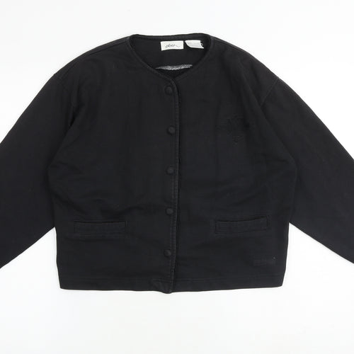DASH Womens Black V-Neck Cotton Cardigan Jumper Size 12
