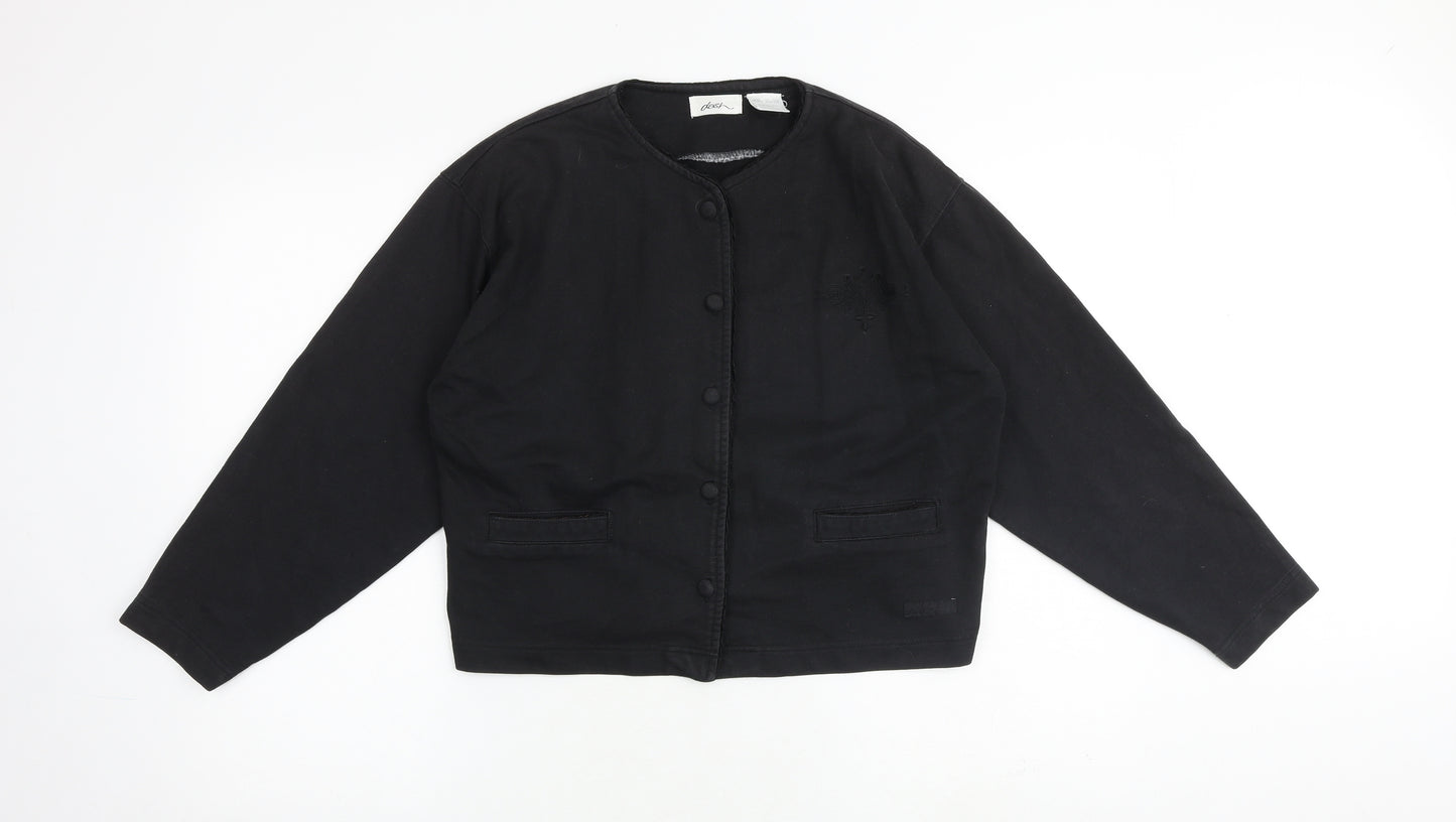 DASH Womens Black V-Neck Cotton Cardigan Jumper Size 12