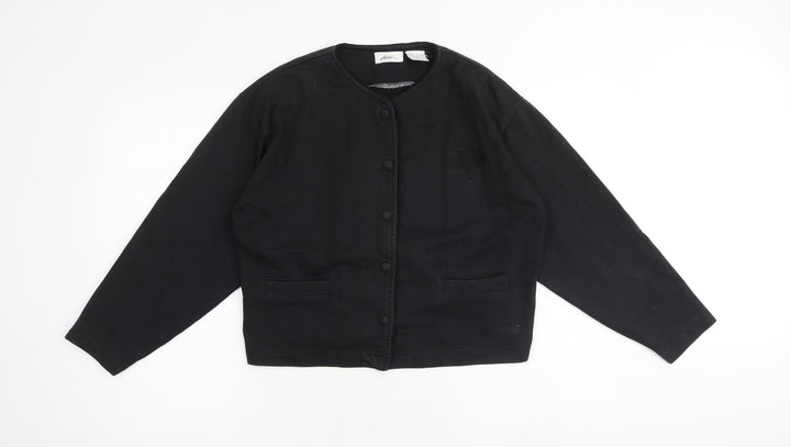 DASH Womens Black V-Neck Cotton Cardigan Jumper Size 12