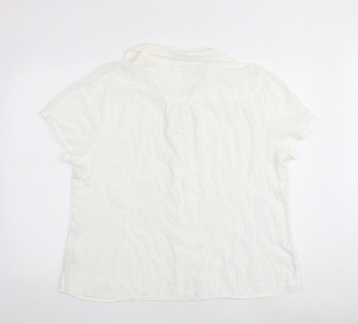 Marks and Spencer Womens White 100% Cotton Basic Button-Up Size 22 Collared