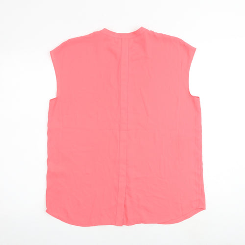 Warehouse Womens Pink Polyester Basic Button-Up Size 10 Round Neck