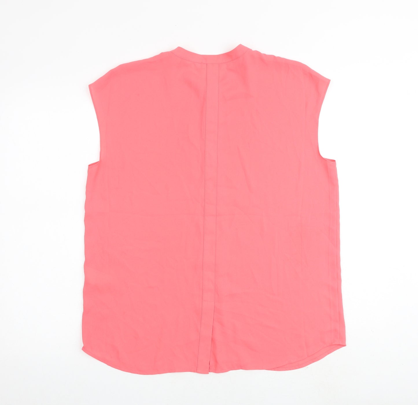 Warehouse Womens Pink Polyester Basic Button-Up Size 10 Round Neck