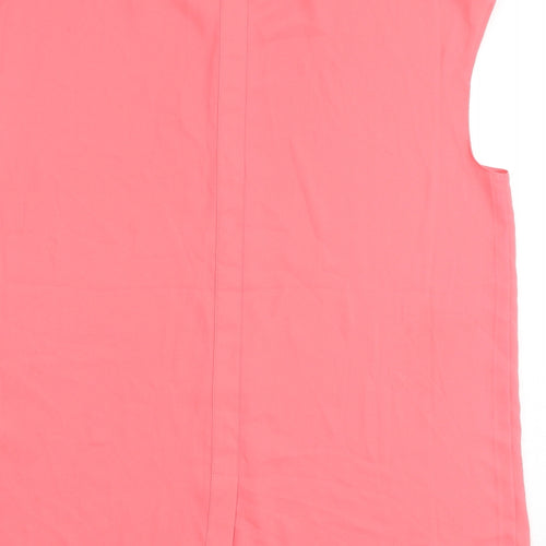 Warehouse Womens Pink Polyester Basic Button-Up Size 10 Round Neck