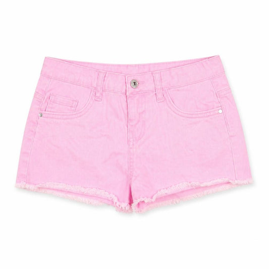 denim365 Girls Pink 100% Cotton Cut-Off Shorts Size 8-9 Years Regular Zip