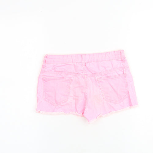 denim365 Girls Pink 100% Cotton Cut-Off Shorts Size 8-9 Years Regular Zip