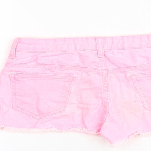 denim365 Girls Pink 100% Cotton Cut-Off Shorts Size 8-9 Years Regular Zip
