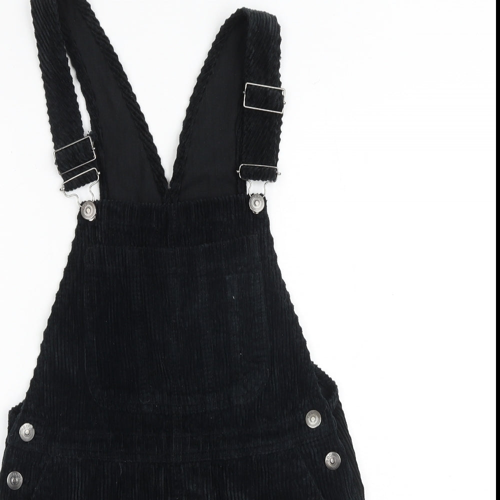 BDG Womens Black 100% Cotton Pinafore/Dungaree Dress Size M Square Neck Buckle