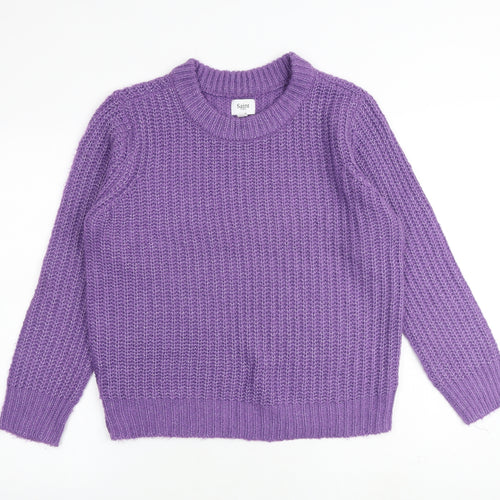 St. Tropez Womens Purple Round Neck Acrylic Pullover Jumper Size XL
