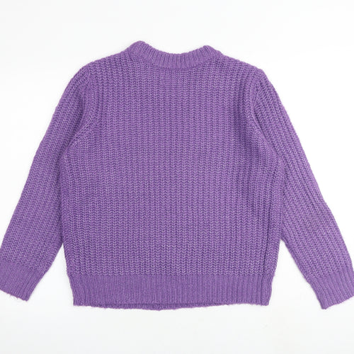 St. Tropez Womens Purple Round Neck Acrylic Pullover Jumper Size XL