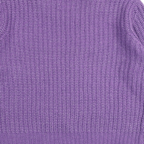 St. Tropez Womens Purple Round Neck Acrylic Pullover Jumper Size XL