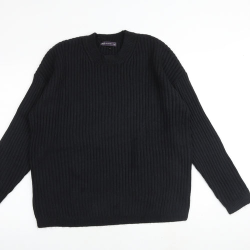 Marks and Spencer Womens Black Round Neck Polyester Pullover Jumper Size M