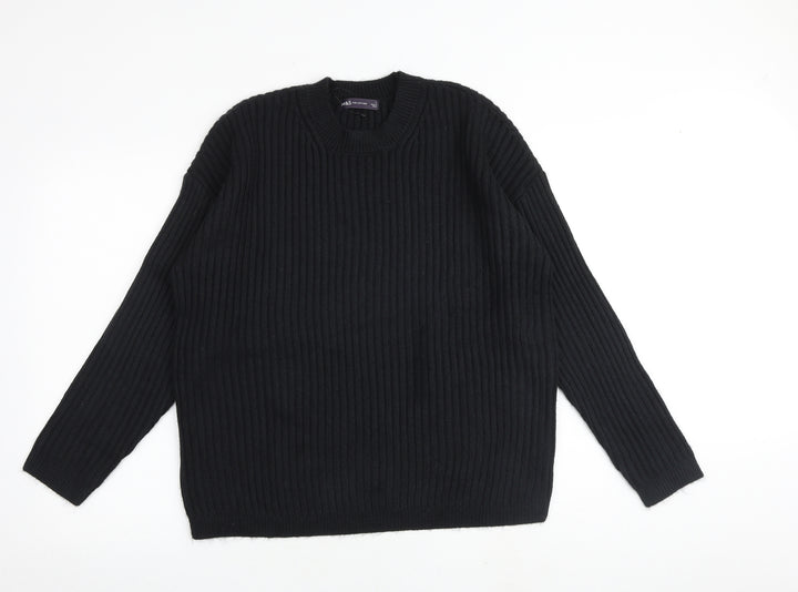 Marks and Spencer Womens Black Round Neck Polyester Pullover Jumper Size M