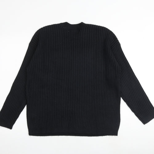 Marks and Spencer Womens Black Round Neck Polyester Pullover Jumper Size M