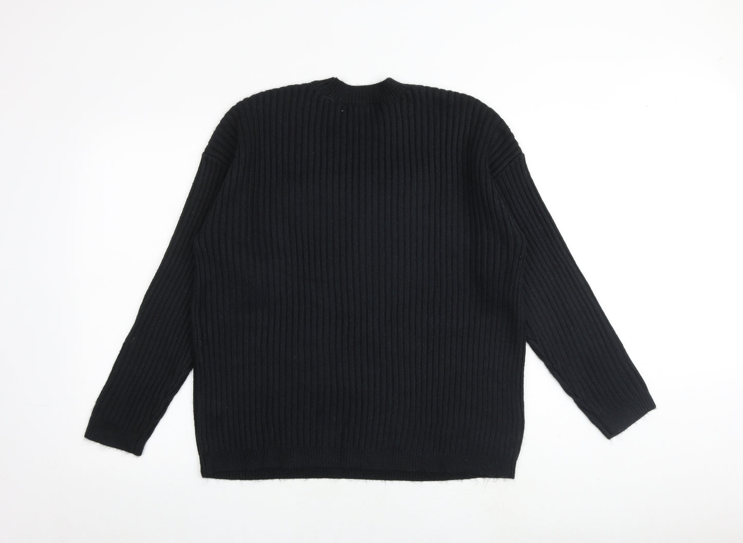 Marks and Spencer Womens Black Round Neck Polyester Pullover Jumper Size M