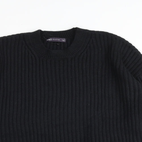 Marks and Spencer Womens Black Round Neck Polyester Pullover Jumper Size M