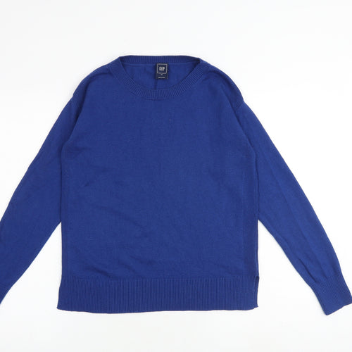 Gap Womens Blue Round Neck Nylon Pullover Jumper Size S